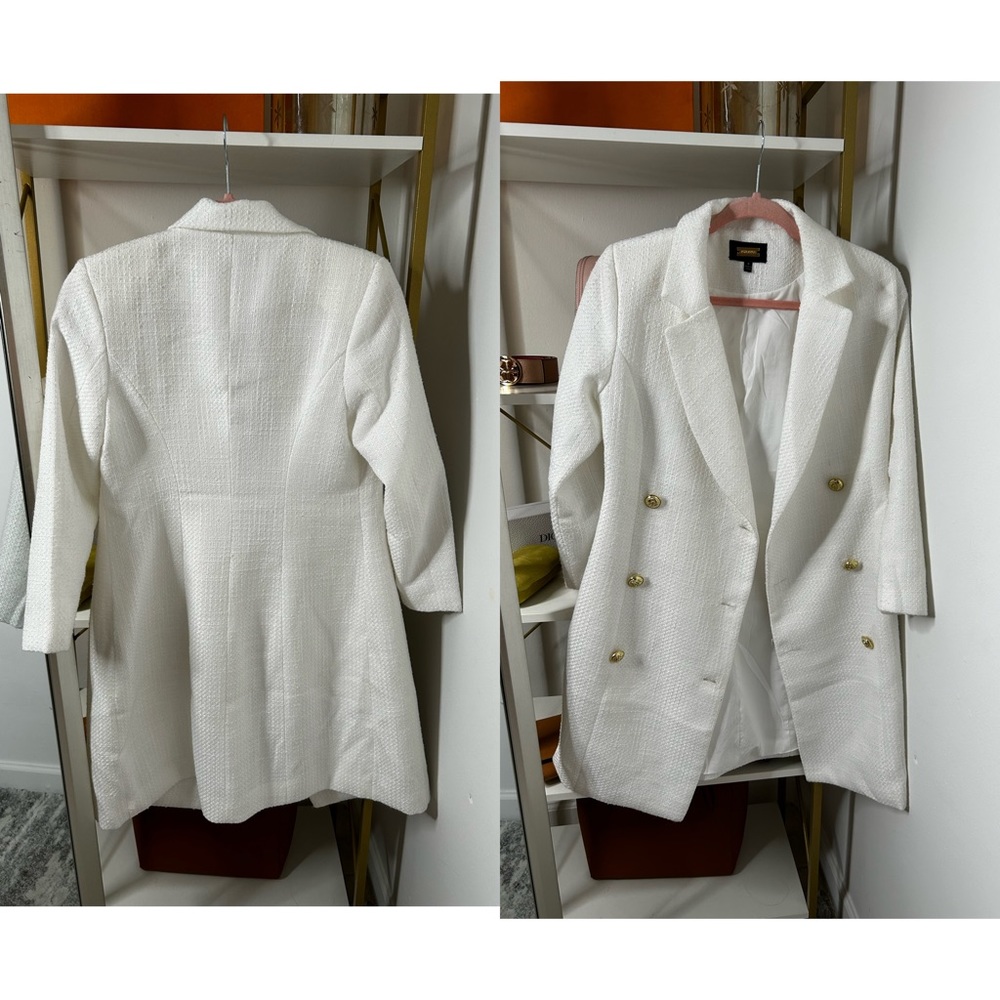 TRENDY LONG SLEEVE DOUBLE
BREASTED BLAZER MINI
DRESS - WHITE